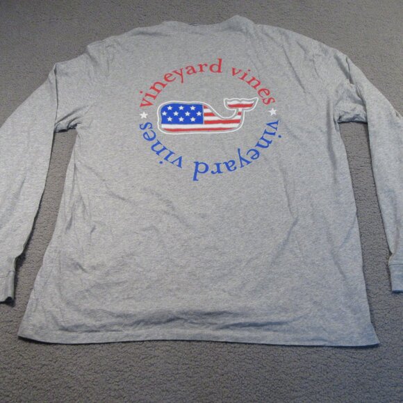 Vineyard Vines Mens Long Sleeve T-Shirt XLT Gray Patriotic American Flag Tee NEW - Picture 7 of 10